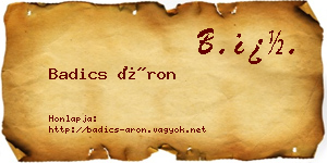 Badics Áron névjegykártya