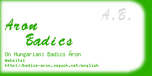 aron badics business card
